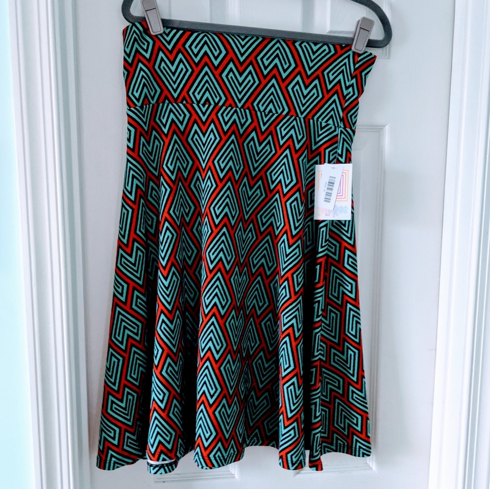 NWT Lularoe Azure sz M turquoise & red skirt